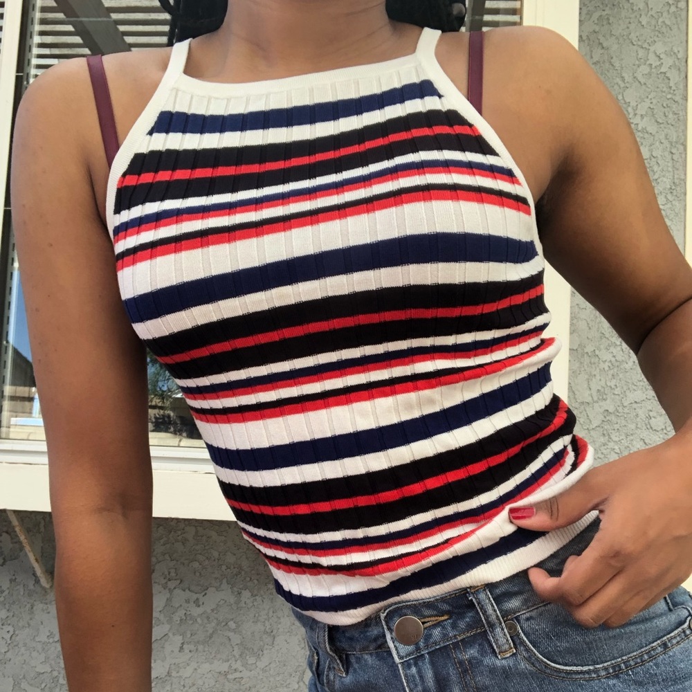 Striped Razor Neck Top